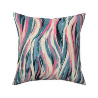 Abstract Animal Stripes in Pink, Cream and Cyan - large
