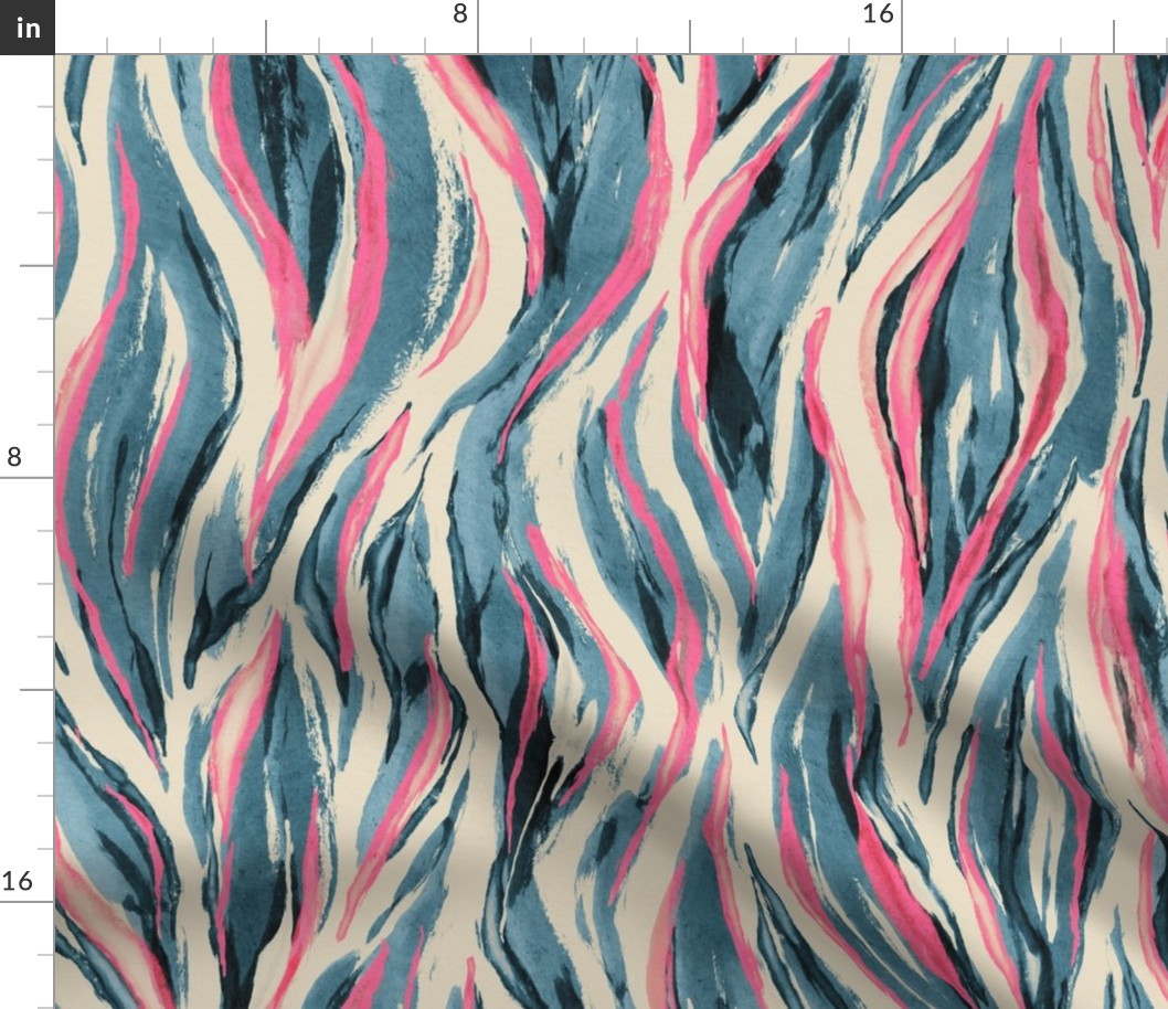 Abstract Animal Stripes in Pink, Cream and Cyan - large