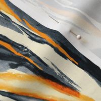 Abstract Animal Stripes in Charcoal and Tangerine - large
