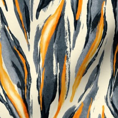 Abstract Animal Stripes in Charcoal and Tangerine - large