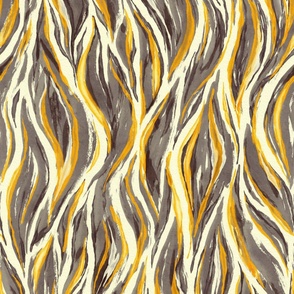 Abstract Animal Stripes in Cream, Gold and Grey - large
