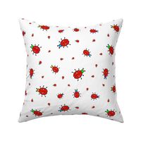 Colorful red ladybugs on white - regular scale print