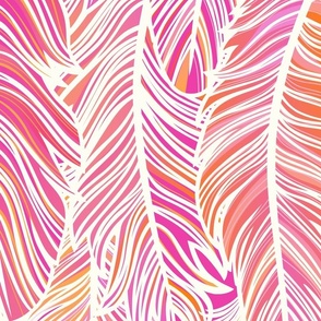 Fabulous Feathers- Flamingo Feather Boa- Animal Print-  Bird- Tropical Birds- Feathers Wallpaper- Pink- Coral- Barbiecore- Extra Large