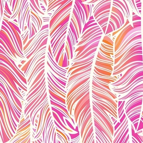 Fabulous Feathers- Flamingo Feather Boa- Animal Print-  Bird- Tropical Birds- Feathers Wallpaper- Pink- Coral- Barbiecore- Large