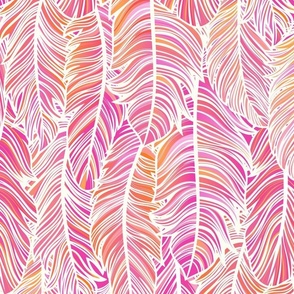 Fabulous Feathers- Flamingo Feather Boa- Animal Print-  Bird- Tropical Birds- Feathers Wallpaper- Pink- Coral- Barbiecore- Medium