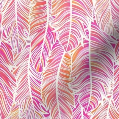 Fabulous Feathers- Flamingo Feather Boa- Animal Print-  Bird- Tropical Birds- Feathers Wallpaper- Pink- Coral- Barbiecore- Small