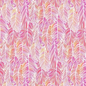 Fabulous Feathers- Flamingo Feather Boa- Animal Print-  Bird- Tropical Birds- Feathers Wallpaper- Pink- Coral- Barbiecore- Small