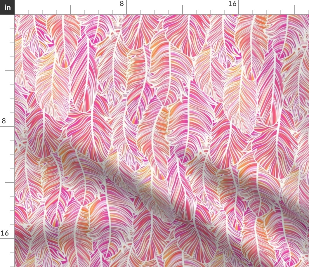 Fabulous Feathers- Flamingo Feather Boa- Animal Print-  Bird- Tropical Birds- Feathers Wallpaper- Pink- Coral- Barbiecore- Small
