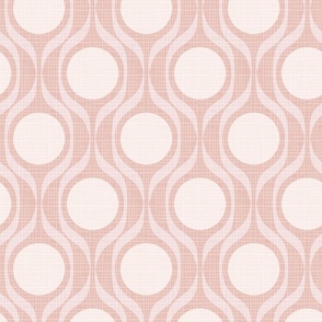 Mid century ribbons midmod vintage retro circle geometric in dusky pink large scale by Pippa Shaw