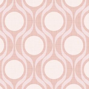 Mid century ribbons midmod vintage retro circle geometric in dusky pink XL 8 wallpaper scale by Pippa Shaw