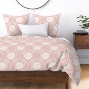 Mid century ribbons midmod vintage retro circle geometric in dusky pink jumbo 12 curtain duvet wallpaper scale by Pippa Shaw