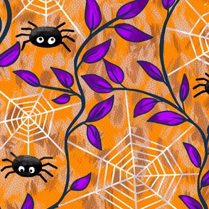 halloween spiders orange wallpaper scale