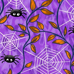 halloween spiders purple orange wallpaper scale