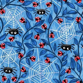 Spiders waiting for Ladybug lunch blue normal scale