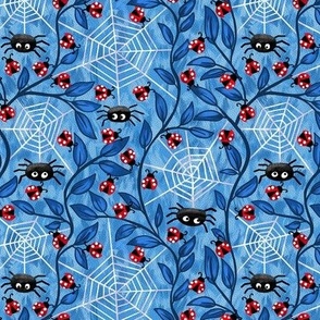 Spiders waiting for Ladybug lunch blue small scale