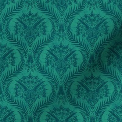 Triceratops Damask - 4" small - teal 
