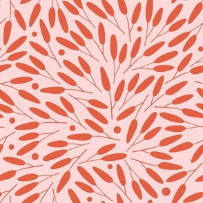 Red Leaves On Pink Modern Overall
