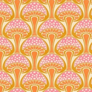 Art Nouveau Mushroom - 3" small - pink, orange, and gold 