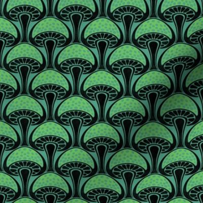 Art Nouveau Mushroom - 2" small - black and green 