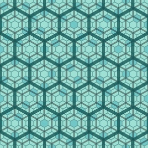 Honeycomb Abstract Animal Print Teal Blues 