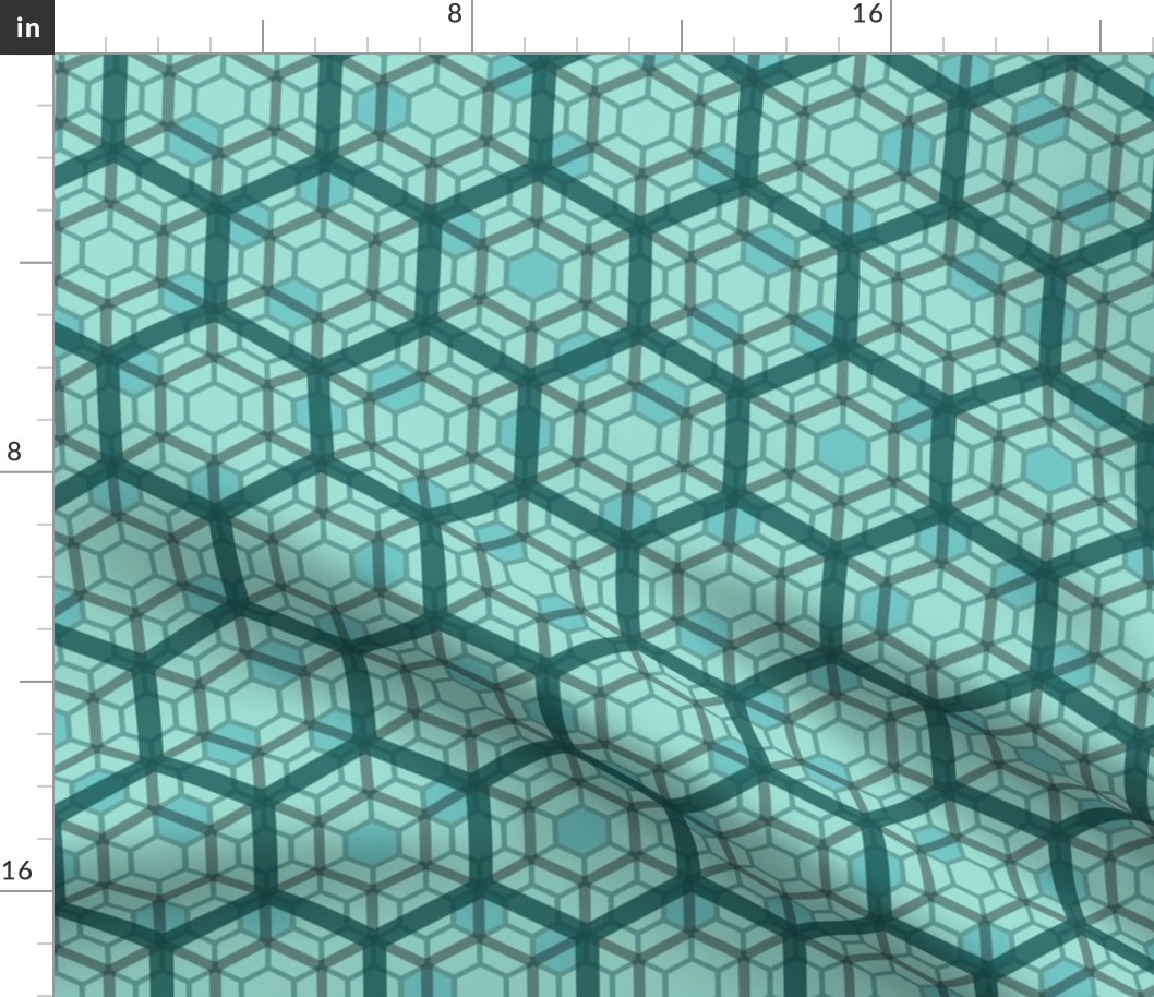 Honeycomb Abstract Animal Print Teal Blues 