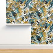 Abstracted Leopard - Gold and Teal