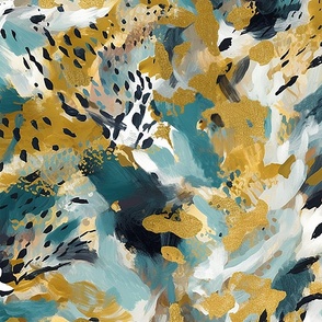 Abstracted Leopard - Gold and Teal