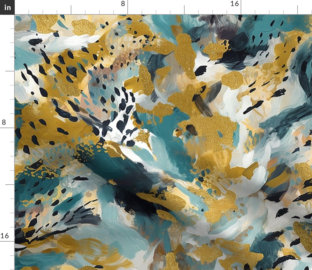 Abstracted Leopard - Gold and Teal