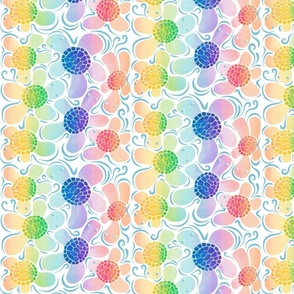 Lithograph Floral Turtles - Rainbow Sherbet XL