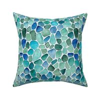 Ocean Vibe Seaglass Watercolor Pattern In Shades Of Blue And Turquoise Extra Small