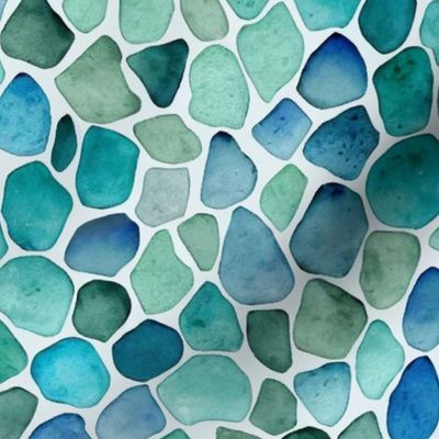 Ocean Vibe Seaglass Watercolor Pattern In Shades Of Blue And Turquoise Extra Small