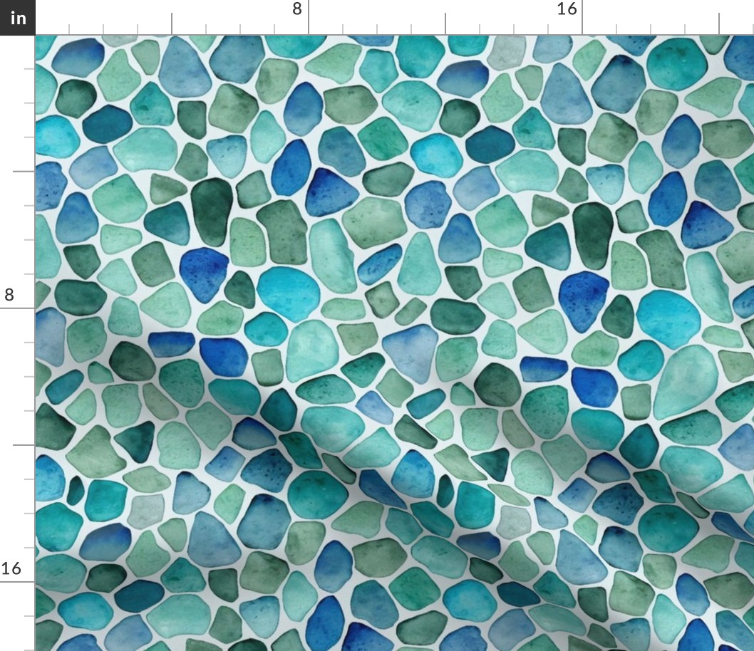 Ocean Vibe Seaglass Watercolor Pattern In Shades Of Blue And Turquoise Extra Small