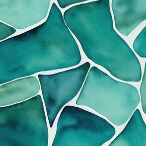 Ocean Vibe Sea Glass Watercolor Pattern In Shades Of Turquoise 
