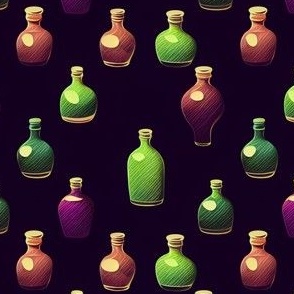 Potion Bottles  on Black