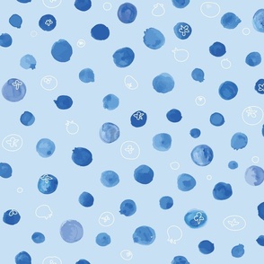 Scattered Blueberries Watercolor