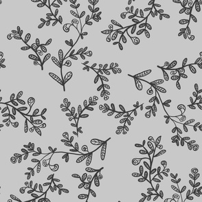 Two -Tone Grey Floral Vine Pattern