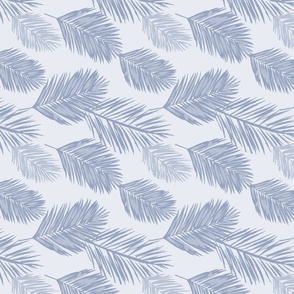 Tropical Leaves Blue Gray