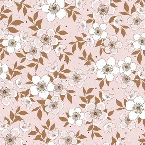 Cherry Blossoms Floral - Piglet Pink & White