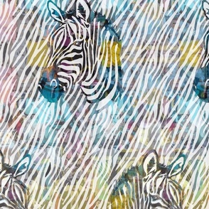 Watercolor Zebras - Large Version