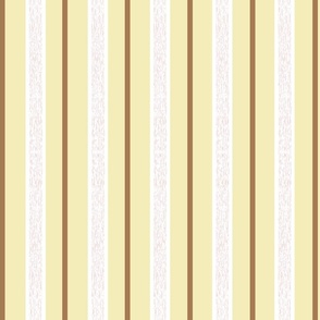Textured Stripes - Mocha & Pink on Butter Yellow - Medium Scale