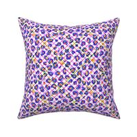 Leopard Animal Pattern Overlayed on Diagonal Plaid in Pink and Purple Medium Scale