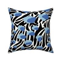 Leopard on Zebra - Large - Blue - Abstract Animal Print, Black, White