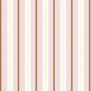 Textured Stripes - Mocha & Butter on Piglet Pink - Medium Scale