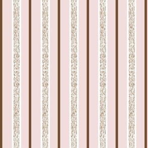 Textured Stripes - Chocolate on Piglet Pink - Medium Scale