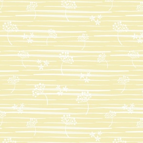 East Fork White Flowers & Brush Strokes On A Butter Yellow Background-M