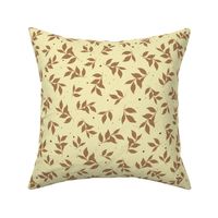 Spring Leaves - Mocha Brown on Butter Yellow - Large Scale