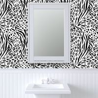 Abstract animal print. Black zebra, leopard print on  white. Natural animal print.