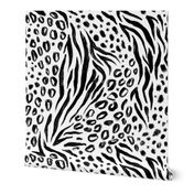 Abstract animal print. Black zebra, leopard print on  white. Natural animal print.