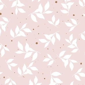 Spring Leaves - White on Piglet Pink - Large Scale