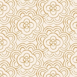 Deco-flower-tile cream  5.5in, flowers are 3in